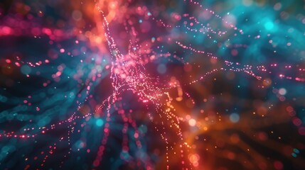 Big data visualization. Abstract background with interwoven dots and lines