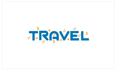A contemporary typography travel icon logo with geometric shapes, representing modernity and innovation