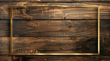 Golden frame on a wooden plank background. Graphic resources / Banner Design