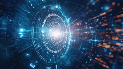 Futuristic glowing HUD circle element. Abstract high tech background.