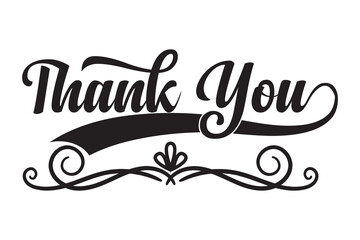 Thank you card, text or lettering. Handwritten Calligraphy Lettering. Outside isolated On White Background. 