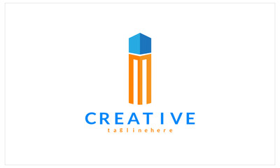 Creative Idea vector logo template. Logo of stylized pencil and light bulb, fits for creative industry, or company that related to developing idea, creativity, inspiration, and concept.