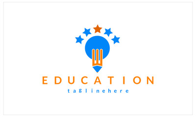 Education with light creative idea education logo.