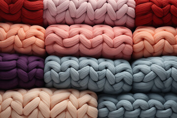 Obraz premium close up of salmon colored soft cotton braided fabric