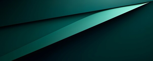 Modern dark green abstract background. Minimal. Color gradient. Banner with geometric shapes, lines, stripes and triangles. Design. Futuristic
