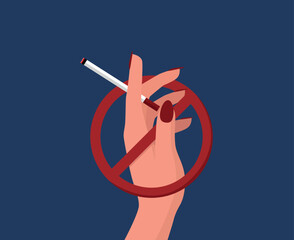 Stop smoking concept, woman hand is refusing to smoke of cigarette, world no tobacco day in May, no smoking or quit smoking concept, health concept.