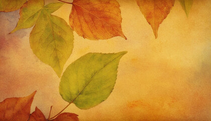 Naklejka na ściany i meble watercolor pastel vintage autumn leaves background