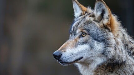 Naklejka na ściany i meble Portrait of a wolf in nature