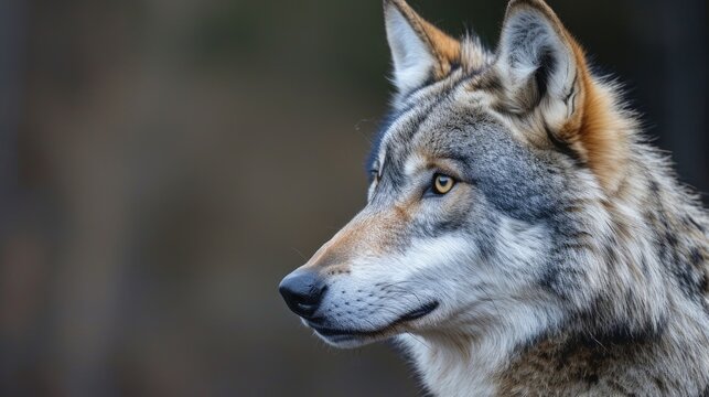 Portrait of a wolf in nature