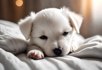 puppy on the bed
