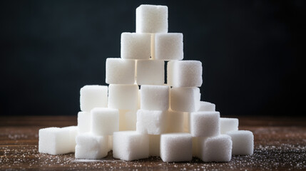 A mountain of cubes of refined cane sugar