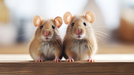 Two brown house mice