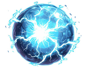 magical electric orb on transparent background