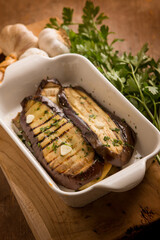 grilled eggplants with garlic parsley and olive oil - 746734304