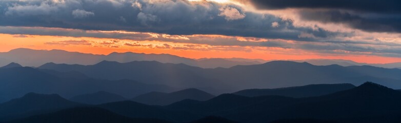 Panoramic Landscape: Blue Ridge Mountains Sunset