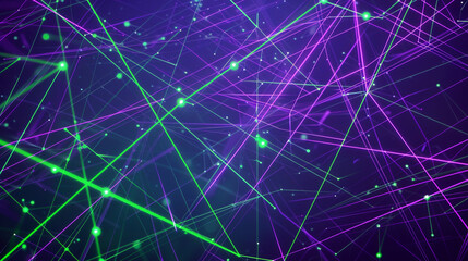 Animation of green lines over neon pattern on purple background