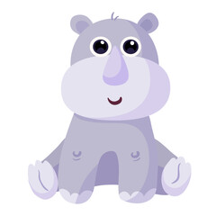 Cute flat vector illustration with African animalsand plants: giraffe,crocodile,monkey, lion,tiger,zebra,rhinoceros,elephant,hippopotamus. and palms