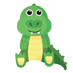 Cute flat vector illustration with African animalsand plants: giraffe,crocodile,monkey, lion,tiger,zebra,rhinoceros,elephant,hippopotamus. and palms