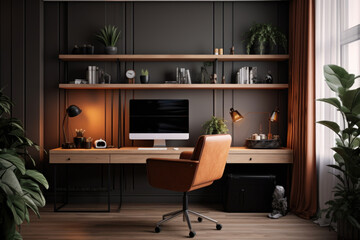 Cozy office interior with modern work desk