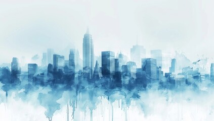 watercolor sketch city buildings background abstract painting Generative AI