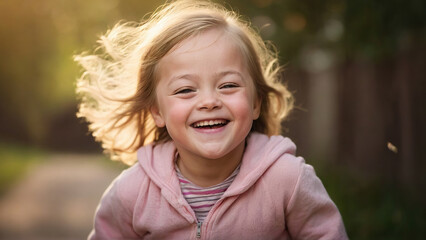 Happy smiling white child on light background