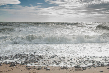 Fototapeta na wymiar Big wave in Seven sisters, British coastline.