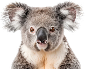 Close Up of Koala on White Background