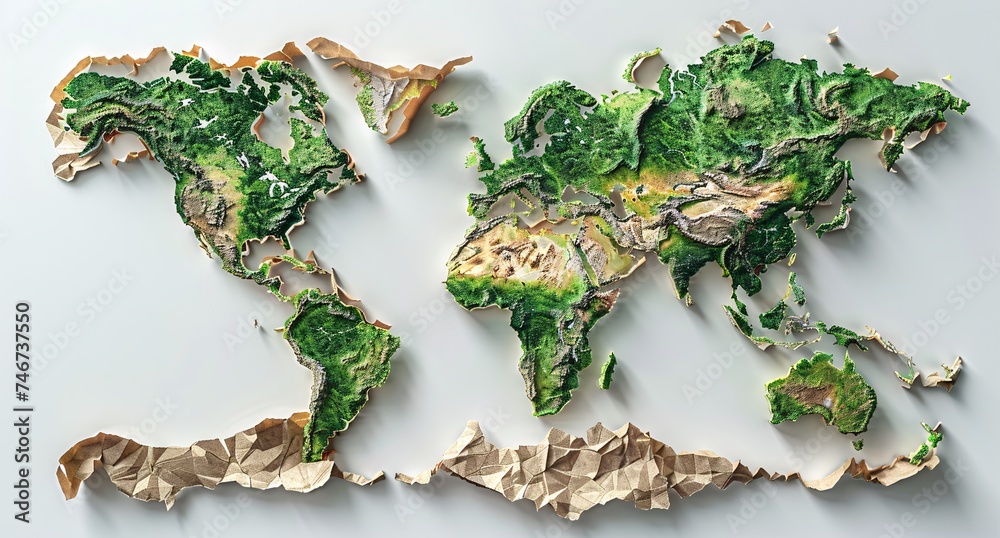 Wall mural 3d world map illustration