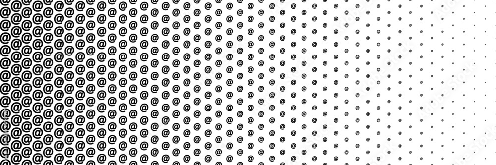 Poster horizontal black halftone of  at sign design for pattern and background.