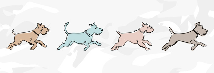 Schnauzer Hunde: Lineart Vektorgrafik-Bündel