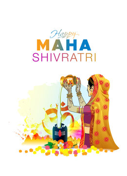 Happy Maha Shivratri. God shiva shivling puja background.