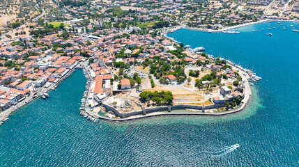 Aerial Photos of Foca village located in western Turkey, Izmir - obrazy, fototapety, plakaty
