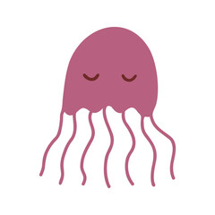 Vector pink jellyfish. Hand drawn illustration for travel design. © anntre