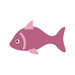 Obraz premium Cute tropical pink fish. Hand drawn vector illustration for seasonal design.
