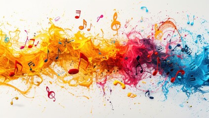 Abstract music background with notes	 - obrazy, fototapety, plakaty