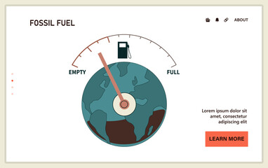 Fossil fuel. Natural resource depletion. Earth as a fuel gauge almost