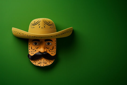 mexican with hat and mustache  in green