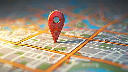 with locating pins in stylized city grid