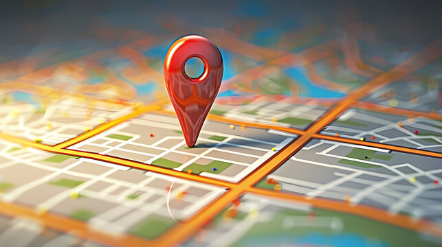 with locating pins in stylized city grid