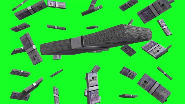 500 Jamaican Dollars banknote Falling Animation Chroma key 4k