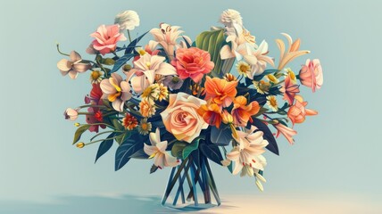 a bouquet featuring modern flowers against a light background, with ample whitespace to complement personalized messages or text.