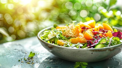 Summer Peach Salad with Halloumi and Pickled Cucumber
