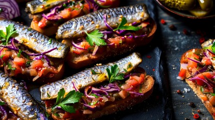 Artisanal Sardine and Pickled Vegetable Bruschetta