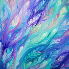 Vibrant Cosmic Dance: Abstract Iridescent Background Shifting in Hues of Blues, Greens, and Purples