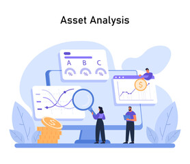 Asset Analysis concept. Detailed examination of financial instruments to optimize investment decisions