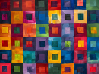 Farbenfrohes Quadrate-Muster: Kreative Vielfalt in buntem Design - obrazy, fototapety, plakaty