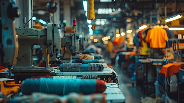Robotic arms working on a colorful textile production line in a factory, symbolizing industrial automation.