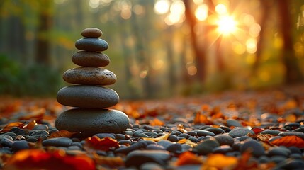 Obraz premium Zen stones placed in a pile. Meditation, balance concept. Ai generative