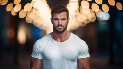 Muscular man in white t-shirt