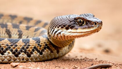 Fototapeta premium a close up of a snake on the ground with it's mouth open and it's tongue out.